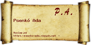 Psenkó Ada névjegykártya